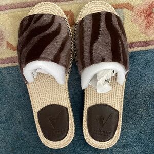 Brown Slip-On Mules with Soft Upper and Espadrille Sole